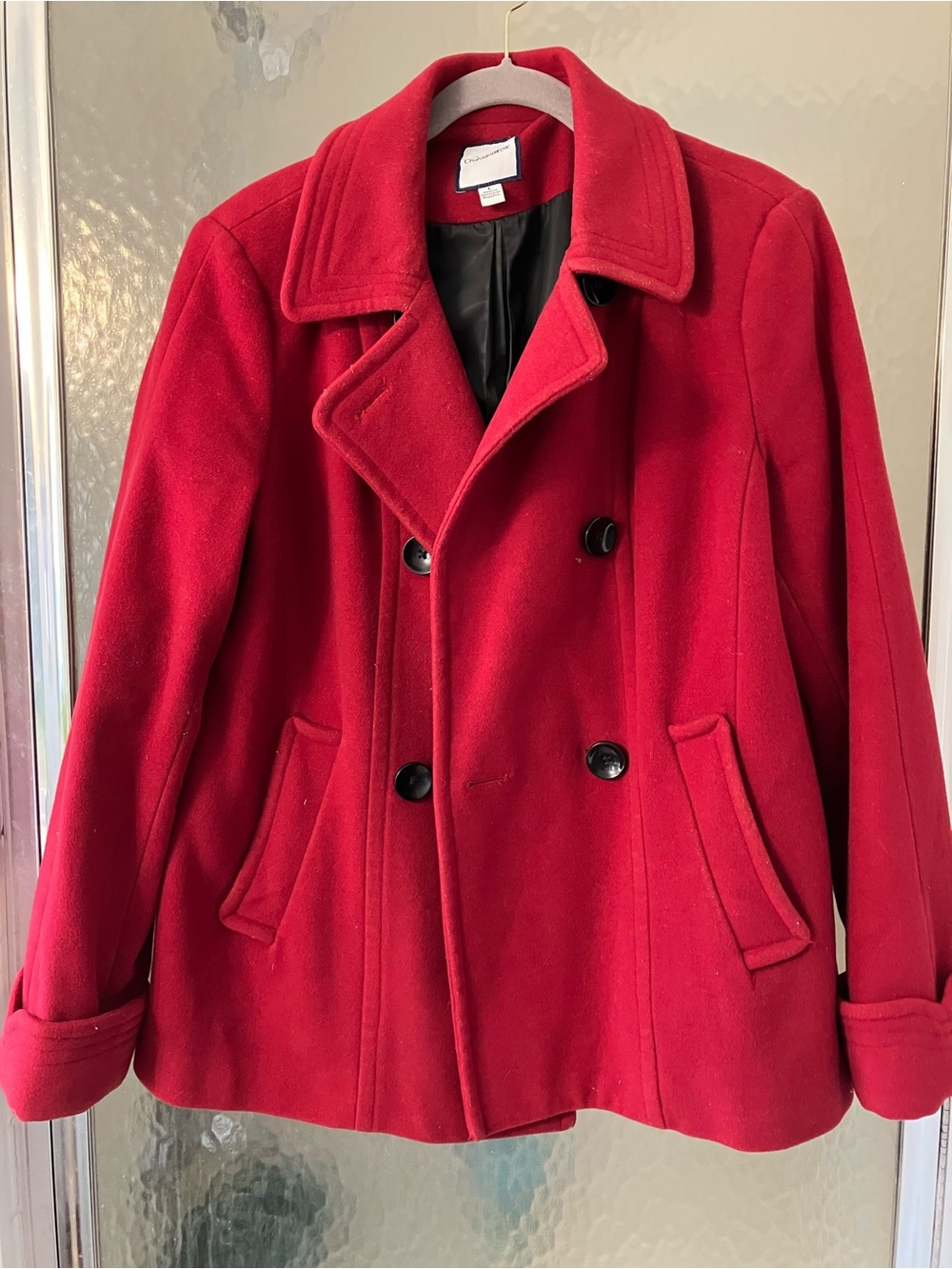 croft & barrow Women’s Red Double-Breasted Wool Blend Peacoat